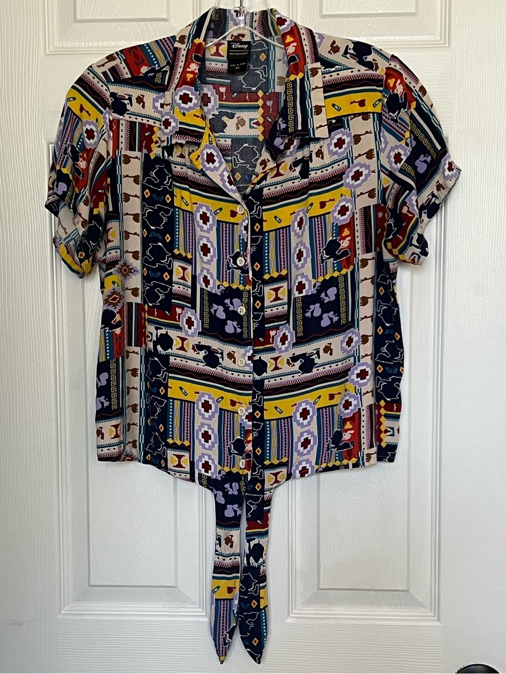 Our Universe Disney The Emperor's New Groove Women's Tie-Front Woven Top. XL